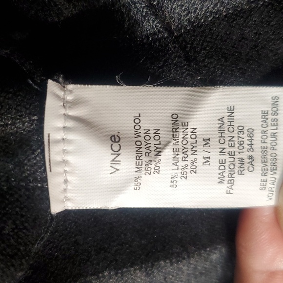 VINCE. Oversized Gray Striped Merino Wool Blend Sweater Size M - Picture 8 of 8